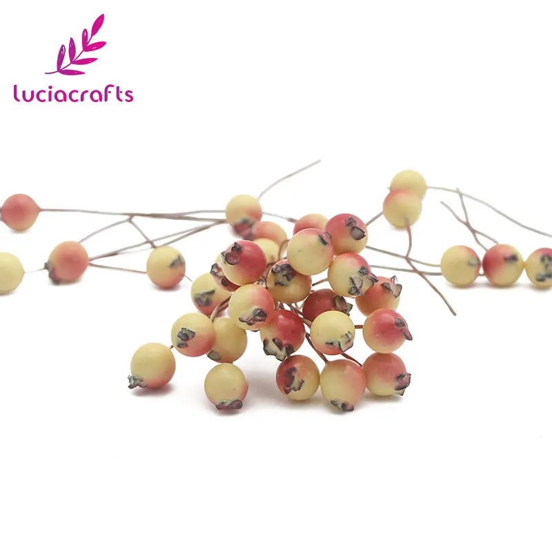 Lucia crafts, 50 шт./лот, искусственные фруктовые ягоды, гранат, вишня, тычинка, для свадьбы, дома, Рождества, декоративные, A0601