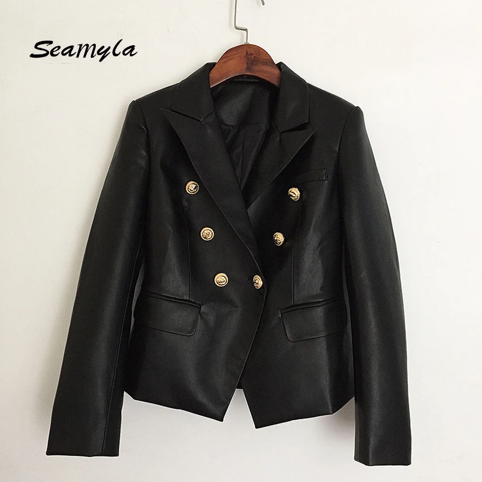 Seamyla 2018 New Fashion Black Coats Women High Quality