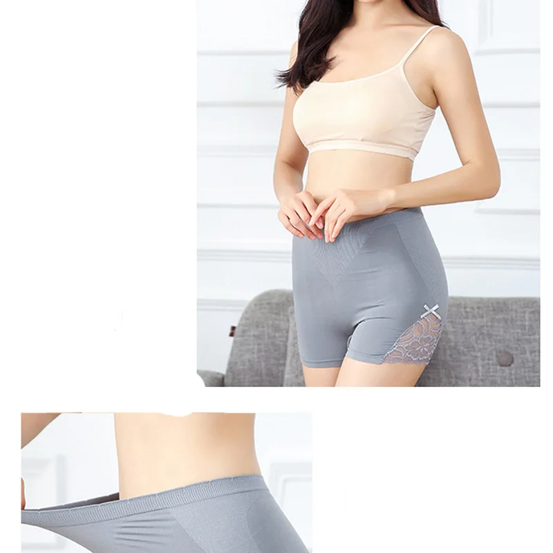 Women Lace Flower Safety Shorts Solid Bow Bottoming Short Pants Women Japanese Design High Elastic Waist Anti-Light Hip Shorts