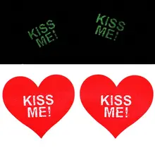 20 пар Женская Красная любовь сердце одноразовые накладки на соски клей Kiss Me буквы светится в темноте наклейка на груди Лепестки Pasties