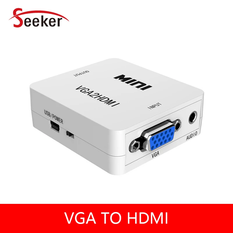 New HD Mini 1080P VGA to HDMI Adapter Connector VGA 2 HDMI Converter With Audio for PC Laptop to HDTV Projector vention hdmi to dvi converter full hd 1080p audio converter adapter with dual audio interface for hdtv projector drop shipping