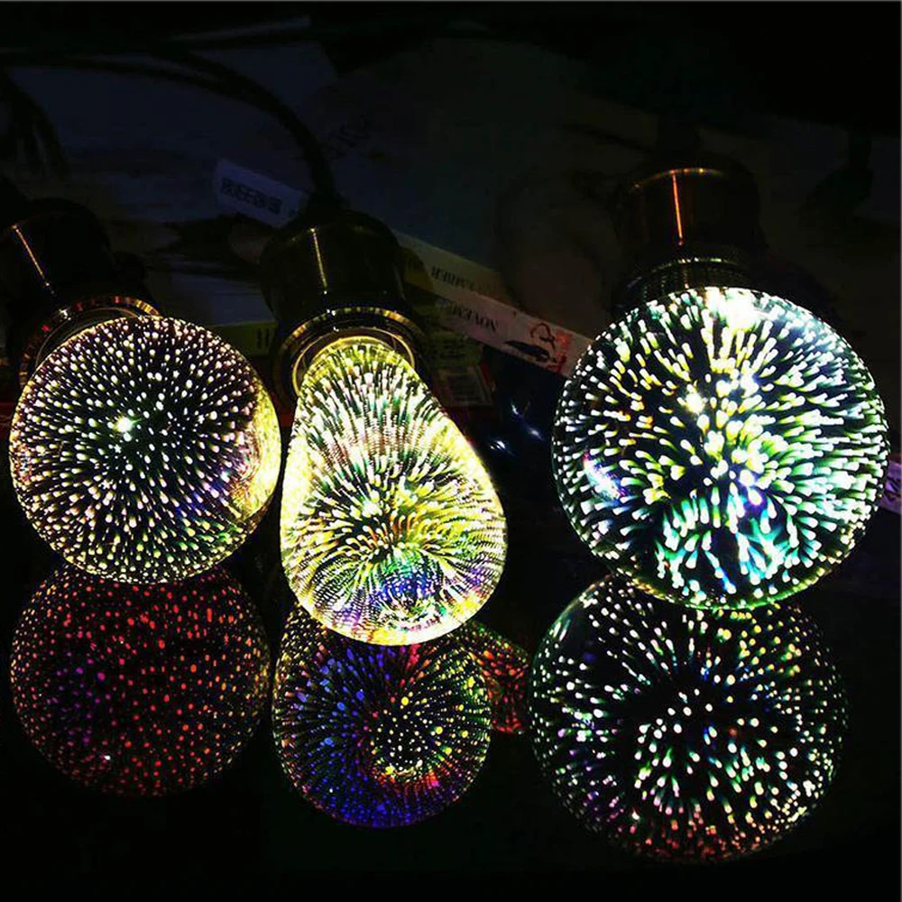 

New Led Light Bulb 3D Decoration Bulb 110V 220V ST64 G95 G80 G125 A60 E27 Holiday Lights Novelty Christmas Lamp