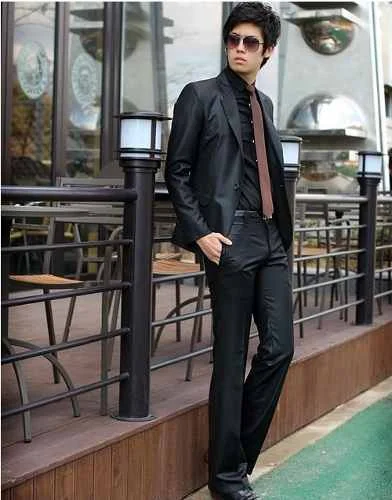 Новое Прибытие Черный Одной Кнопки 2 Шт. Мода Custume Терно Masculino Homme Высокое Качество