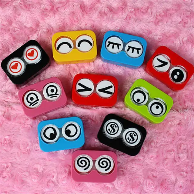 new cute cartoon contact len case box holder acc solution bottle