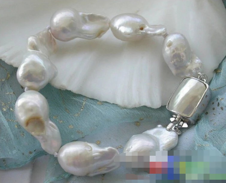 

Hot sell Noble- FREE SHIPPING>>>@@ 0643 WHITE DRIP KESHI REBORN PEARL BRACELET MABE