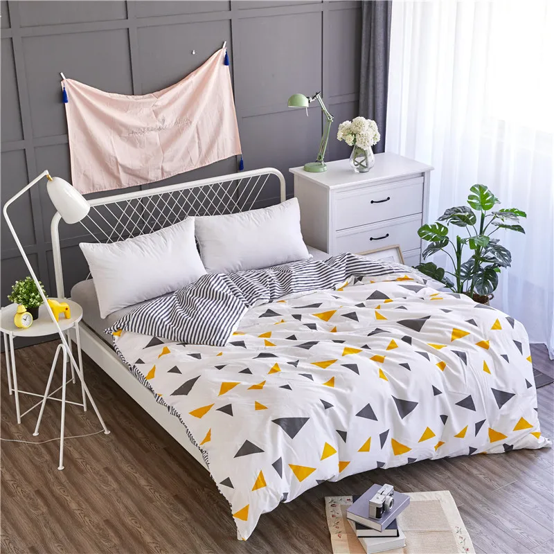 

White Solid Color Triangle Pattern Home Textile 1Pc Duvet Cover Quilt Cover Flower 100% Cotton Soft Adult Summer Autumn Bedding