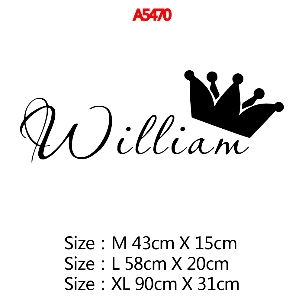 Custom Name Crown Vinyl Wall Sticker Decor For Kids Room Bedroom Decoration Removable Wallsticker Art Decals