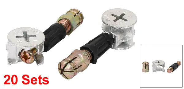Furniture Connecting Eccentric Cam Fitting Dowel Pre-inserted Nut 15mmx11mm 20 Sets |