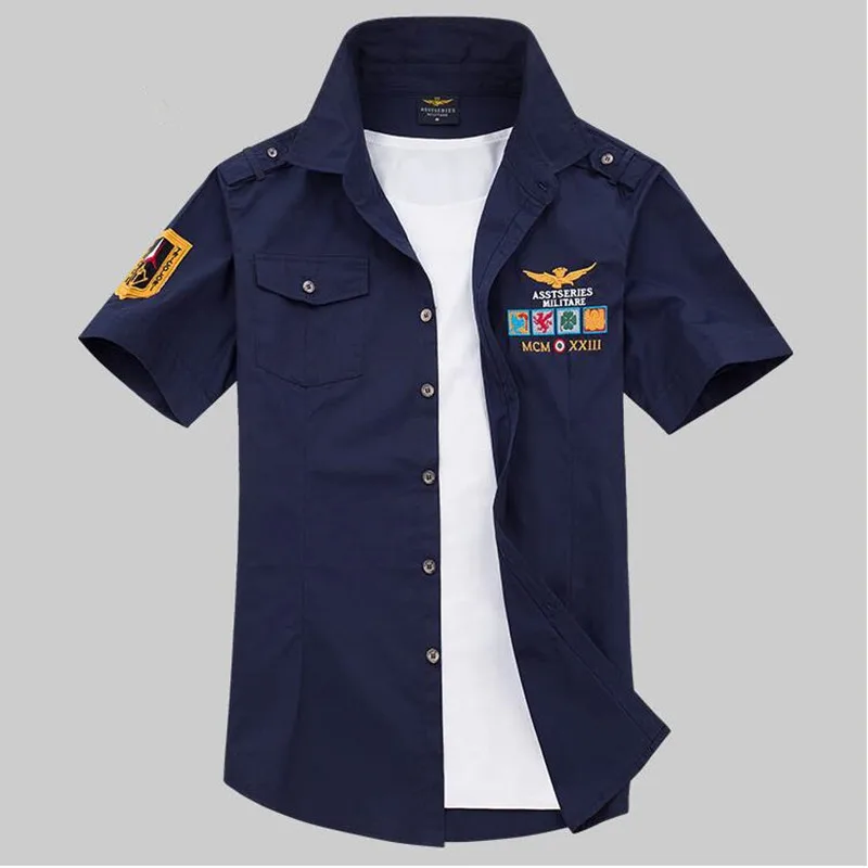 Фирменная Новинка хлопок Военная Рубашка-карго мужская короткий рукав плюс размер 3XL 4XL Летняя армейская тактическая Мужская рубашка Chemise Homme
