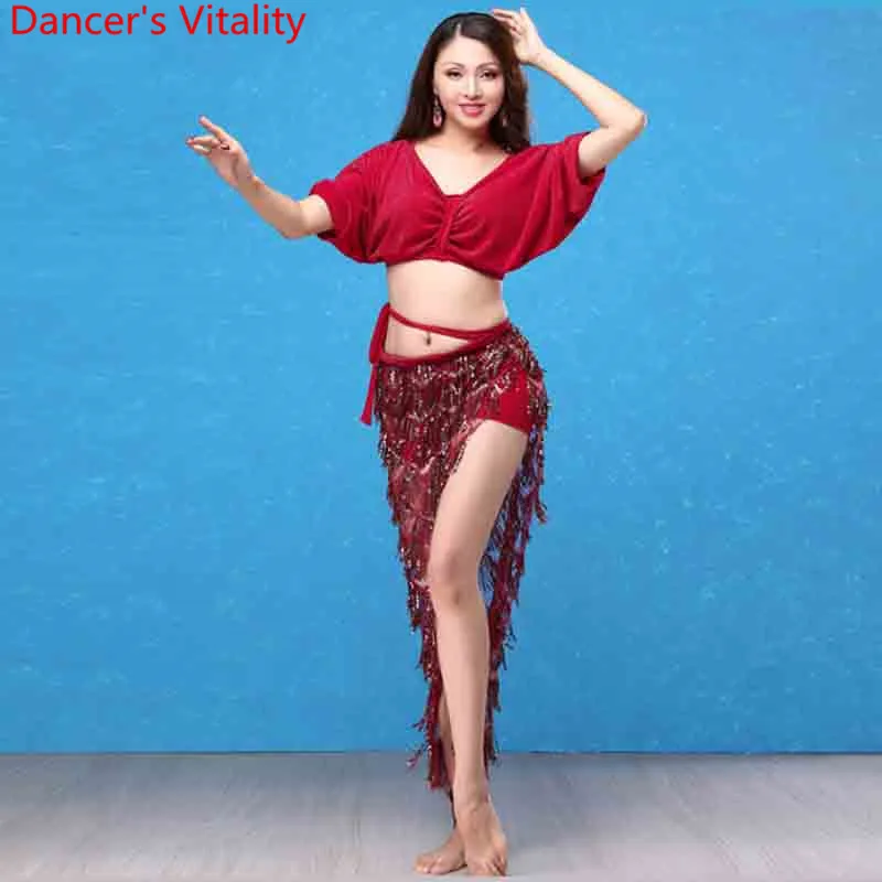 Девушки Женщины Танец Живота Топ Блесток Кисточкой Юбка Performance Dancewear Леди