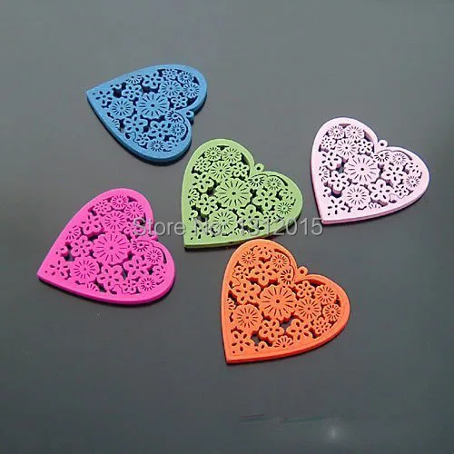 wholesale 20pcs 45mm cute multicolor heart wood crafts charms fit wholesale 20pcs 45mm cute multicolor heart wood crafts charms fit