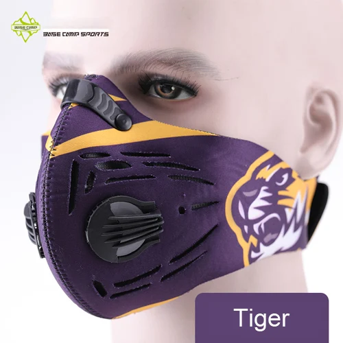 BASECAMP велосипедная маска Активированный уголь анти-загрязнения маски пыленепроницаемый горный велосипед Спорт дорожный Велоспорт маски покрытие лица - Цвет: Tiger Cycling Mask