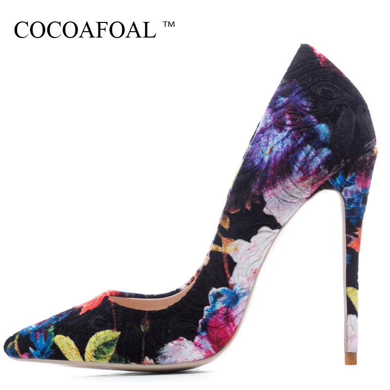 

COCOAFOAL Woman Embroider Pumps Party Sexy Valentine Shoes Wedding Stiletto Plus Size 33 43 44 45 Blue High Heels Bridal Shoes