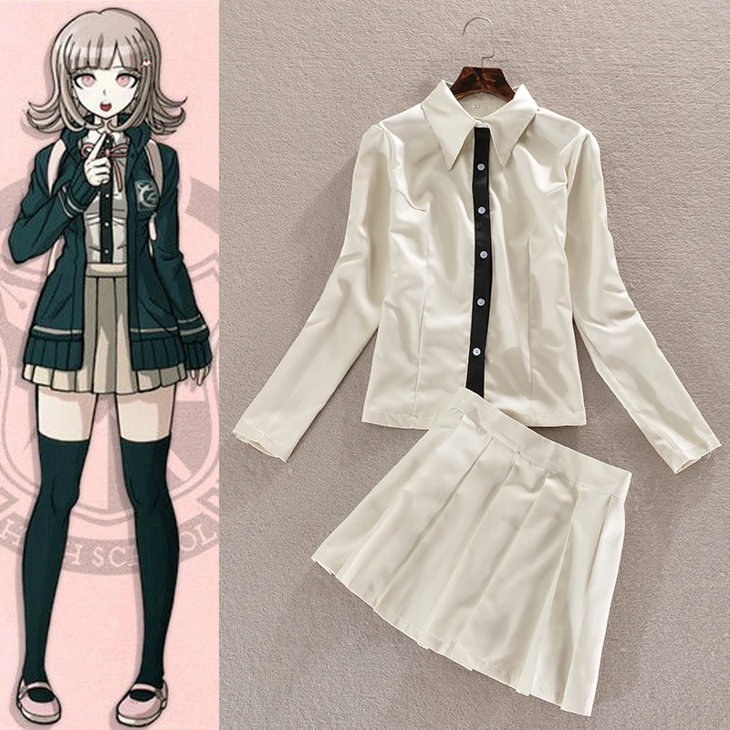 Super DanganRonpa Chiaki Nanami Uniformní bílá sukně Anime Cosplay kostýmy Dámské oblečení