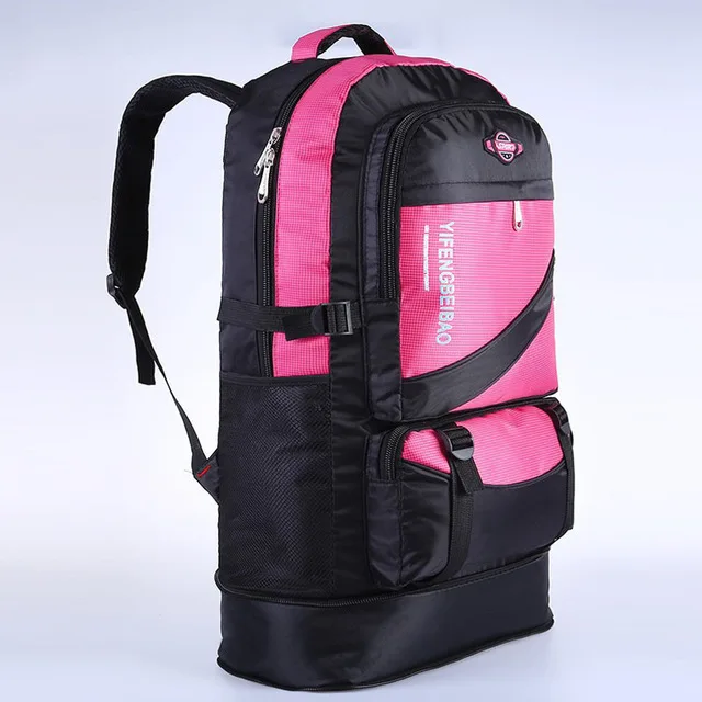 Новая Большая вместительная 60 л Регулируемая Водонепроницаемая нейлоновая Женская Мужская Дорожная сумка подростковый ноутбук студенческий рюкзак, школьная сумка - Цвет: pink