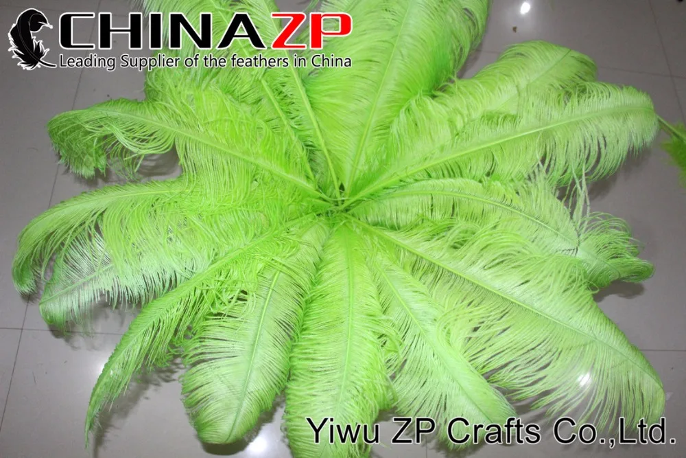 lime green ostrich feathers (4)