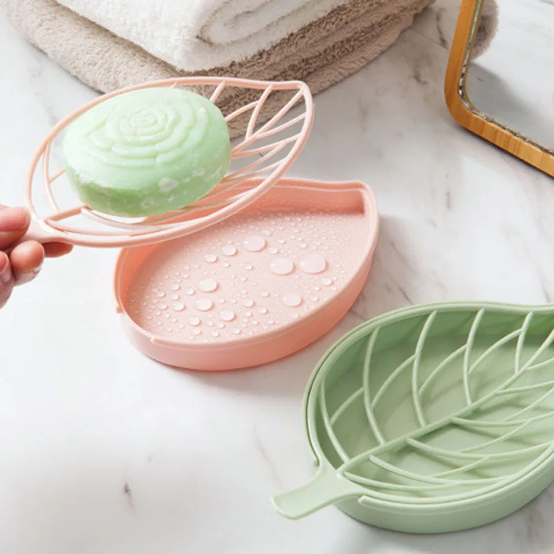 

Multi-functional household storage soap box Bathroom Shower Leaf Shape Soap Box Dish Storage Plate Tray Holder Case Container