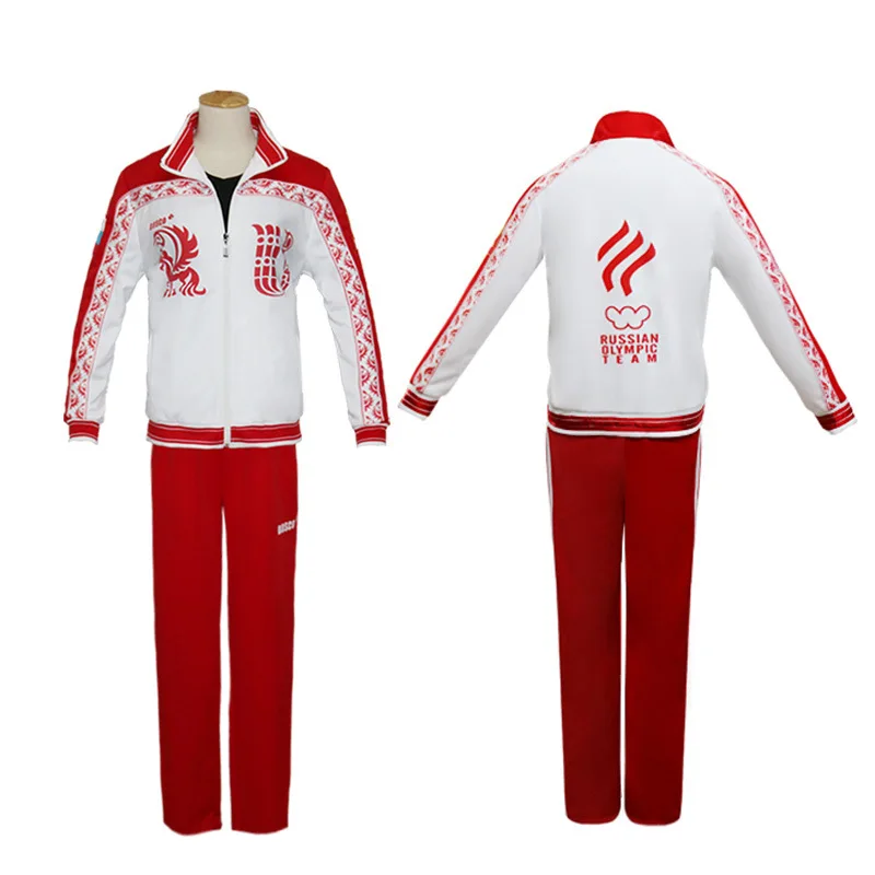 

Yuri!!! on Ice Cosplay Costume Japanese Anime Victor Nikiforov Red Jacket Pants Sport Suit Track Suit Halloween Party Costume