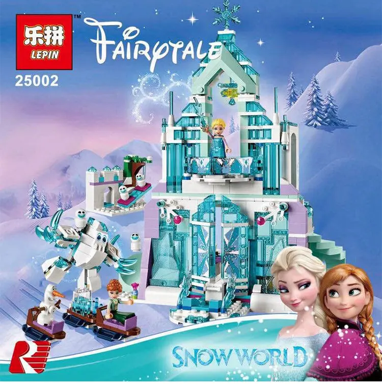 

25002 legoing Girl Series Elsa Magic Ice Castle Palace Set Model Building Kits Blocks Bricks Children Toys Birthday Gift