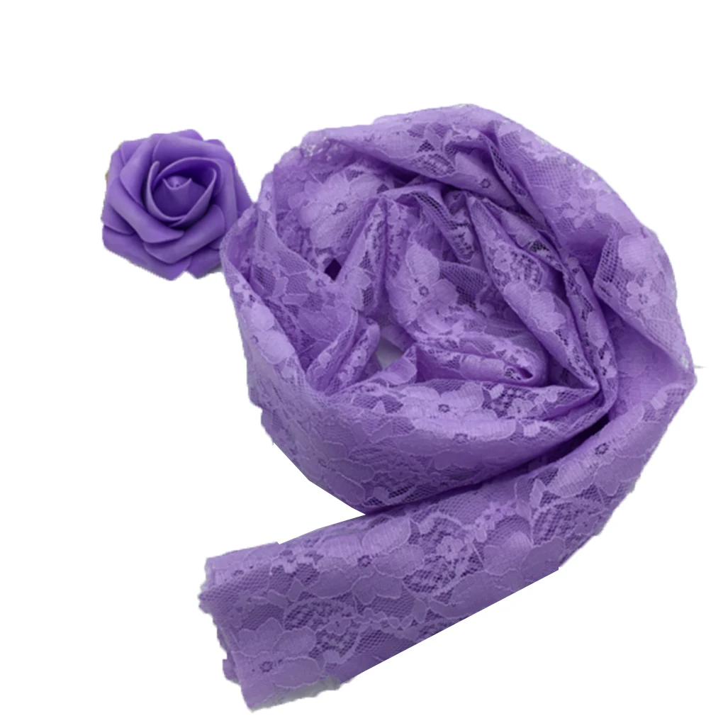 Light purple Кружевной накидки+ головная повязка с отделкой "Цветок"; реквизит для детской фотосессии фон для фотографирования новорожденных с изображением для фотосъемки с изображением окна во французском стиле реквизит-аксессуары для фотосессии - Цвет: Light purple