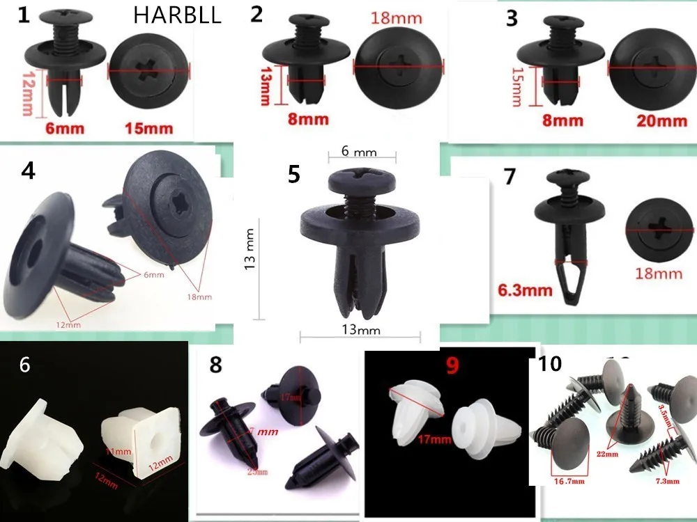 HARBLL 100pcs Car bumpers; fender fender liner expansion clips snap