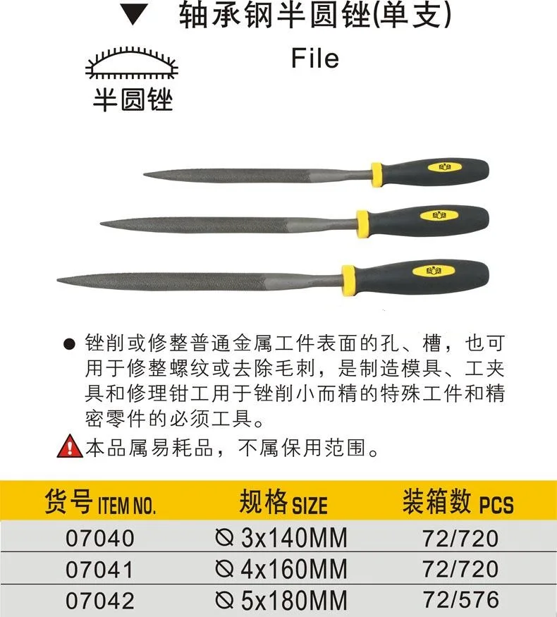 BESTIR taiwan tool 3x140MM bearning steel half round file cutting and