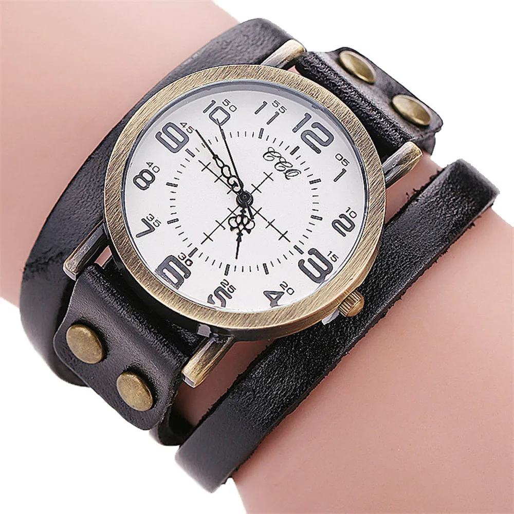 

CCQ DROP SHIPPING CCQ Brand Vintage Cow Leather Bracelet Watch Men Women Wristwatch Quartz Watch women apr24