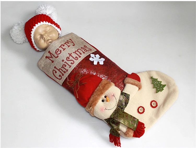 Bolsa de Dormir Boneco de Neve Bolsa de Presente do Feriado com Chapéu Natal Estocagem Kits Bebê Foto Adereços Traje Santa Rena Personagem 3d 13 Mamãe e Bebê