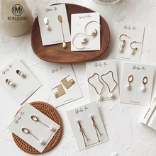 MENGJIQIAO Новые популярные трендовые несимметричные геометрические металлические пресноводные жемчужные Асимметричные Висячие серьги для женщин модные Oorbellen