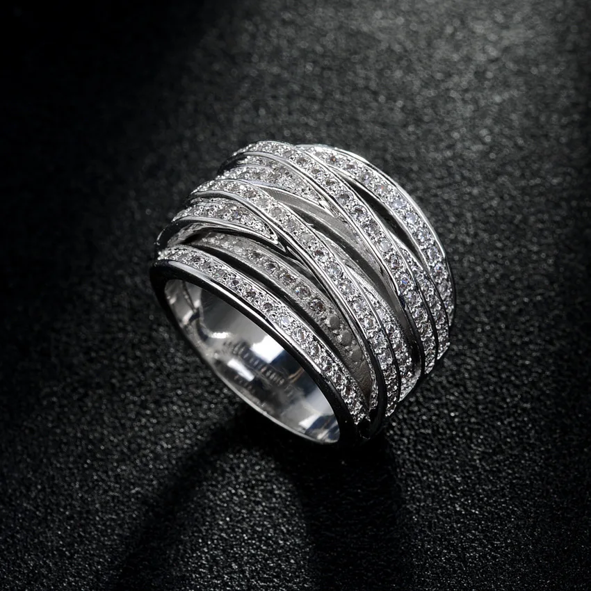 

TRACYSWING Real AAA Zirconia Micro Inlay White gold Color Fashion Multi-Ring Round Rings for Women Gift Anti Allergies 103176