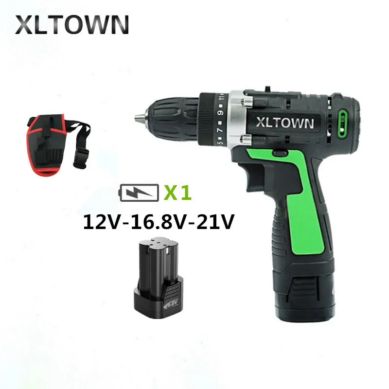 

XLTOWN 12/16.8/21V Cordless Drill Rechargeable Lithium Battery Electric Screwdriver Multi-function Hand Drill Power Tools