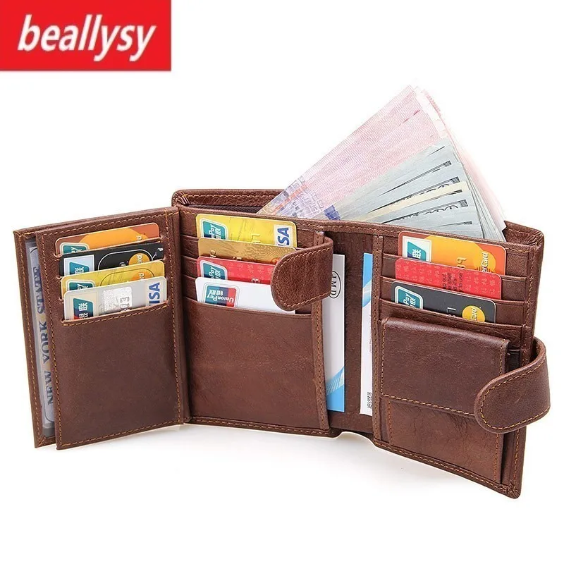

Vintage Men Genuine Leather Wallet Short Slim RFID Male Purse Money Bag Credit Card Coin Purse Dollar Price Portomonee Carteria