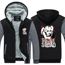 Suicide Squad Harley Quinn Joker Cosplay hoodies men Coat Hoodie Winter Fleece Thicken Jacket Sweatshirts Plus Size