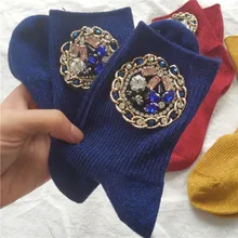 Новая Коллекция корейский стиль модные блестящие Носки для девочек Для женщин Весна Gem цепи Gem Карамельный цвет ручной работы Носки для девочек