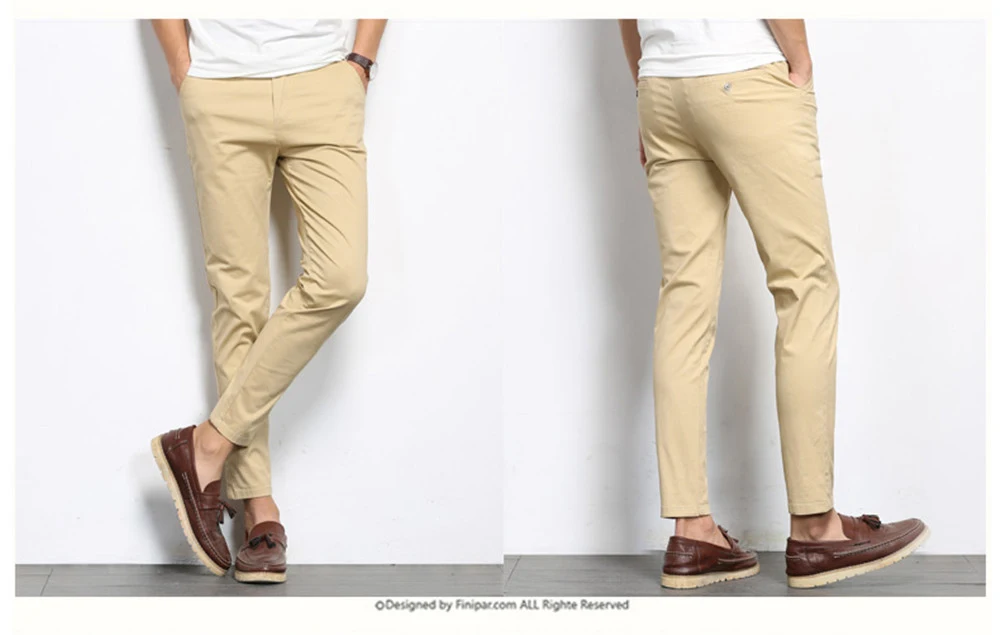 HTB1O7QCXoLrK1Rjy0Fjq6zYXFXaJ BROWON Autumn Men Fashions Solid Color Casual Pants Men Straight Slight Elastic Ankle-Length High Quality Formal Trousers Men