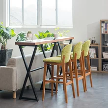 Барный стул из массива дерева современный минималистичный барный высокий стул задний барный стул стойка кассовый аппарат высокий стул для дома