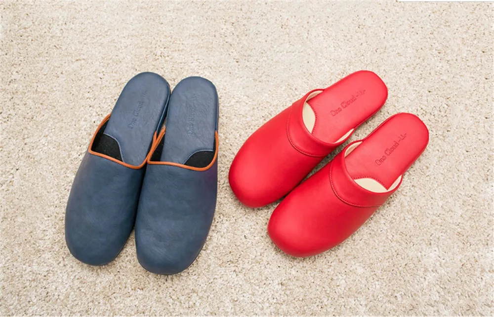 Men Women Leather Home Slippers (6)