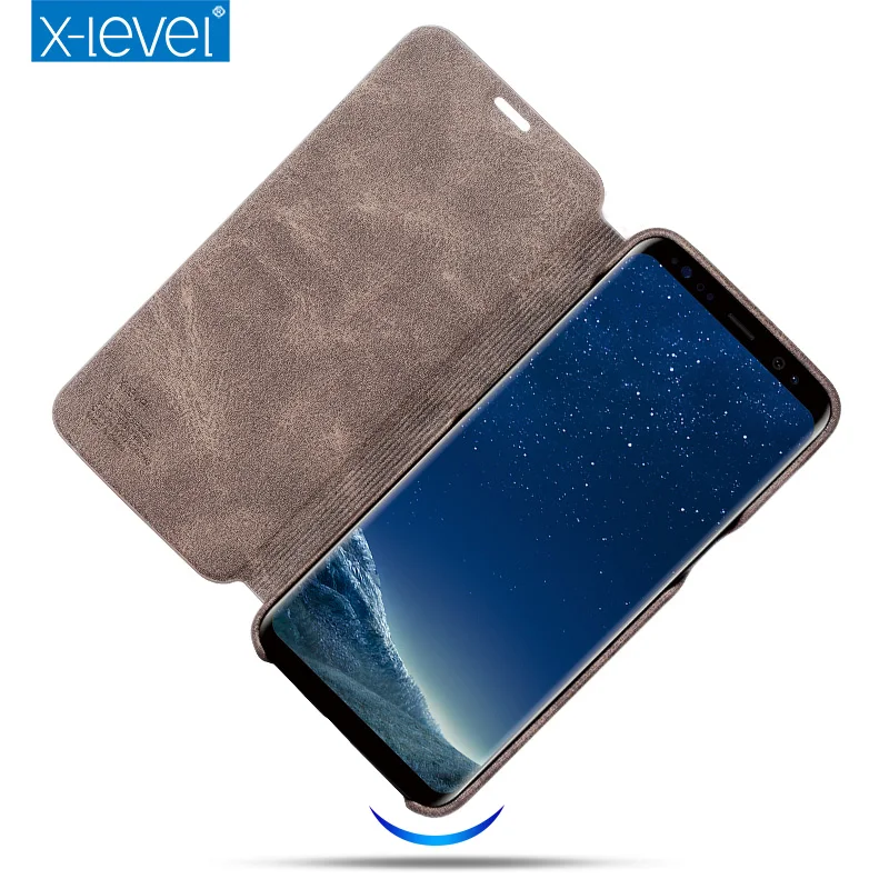 Роскошный классический кожаный чехол книжка X Level в стиле ретро для Samsung Galaxy S10 S8 S9