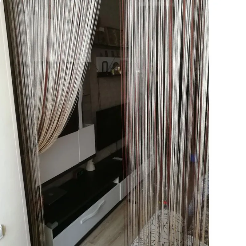 

solid color decorative string curtain 300*300CM black white beige classic line curtain window blind vanlance room divider