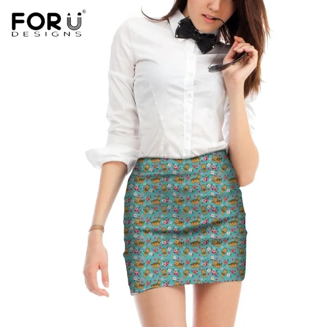 

FORUDESIGNS Yorkshire Terrier Printing Women Skirts Ladies Flower Pattern Mini Skirt for Females Teen Cute Puppy Casual Bottoms