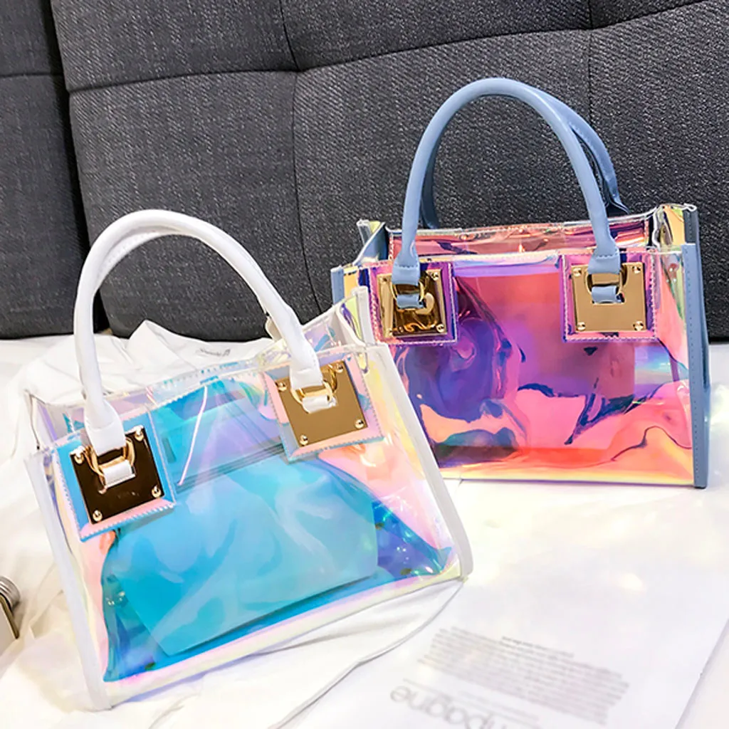 

2pcs Women Shoulder Bags Fashion Laser Composite Bag 2019 New Multi-Function Color Handbag Large Capacity Messenger Shoulder Bag