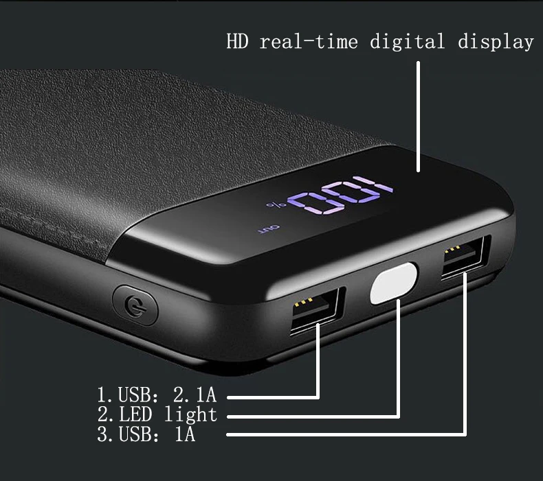 Настоящий внешний аккумулятор 30000 мА/ч, внешний аккумулятор, повербанк, 2 USB, lcd Внешний аккумулятор, портативное зарядное устройство для мобильного телефона, для Xiaomi Mi, iphone X Max