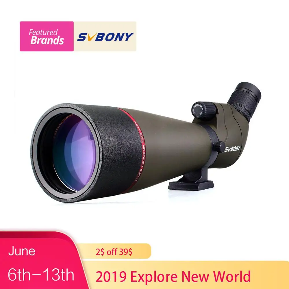 Svbony Spotting Scope Zoom 80mm 20-60x Refractor 45-Degree MC Optic Hunting Viewing Angle Powerful Telescope Birdwatch F9314AB