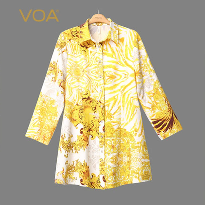 

Blusas Femininas VOA Silk Women Blouse 2017 New Fashion Full Sleeve Print Turn-Down Collar Plus Size Women Clothing B1190