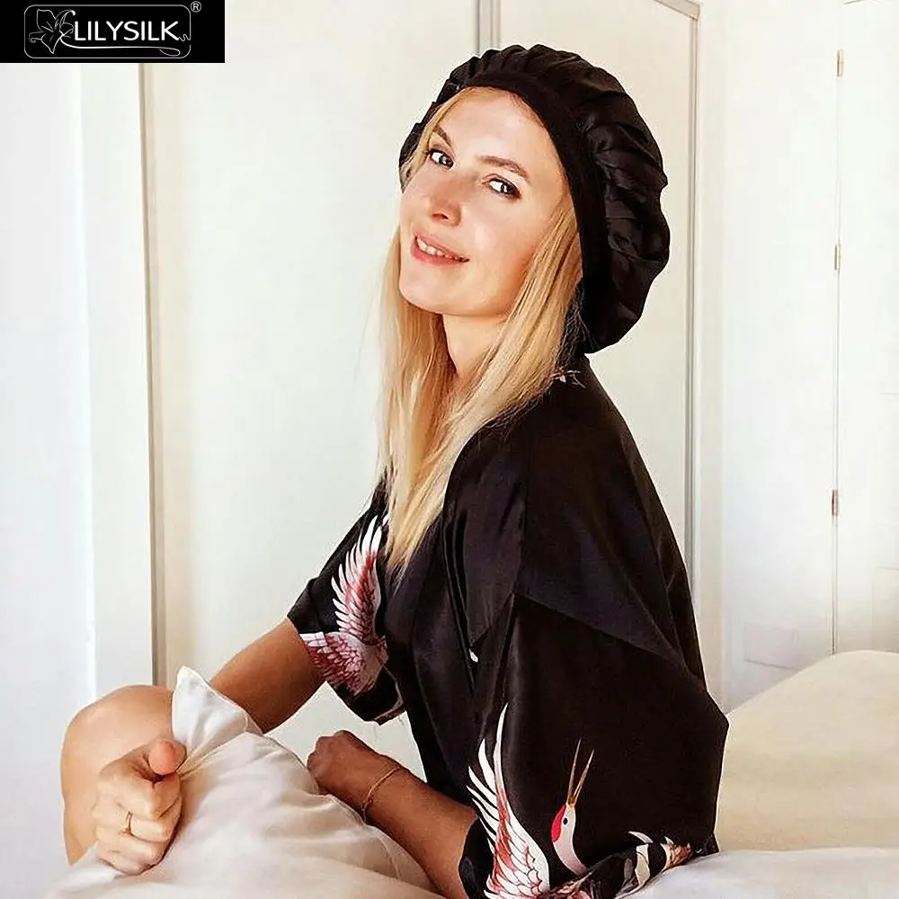 

LilySilk Sleep Caps Band Hats Women Silk 100% Silk Sleeping 19mm Elegant Ribbon Frill Hair Care Night Free Shipping