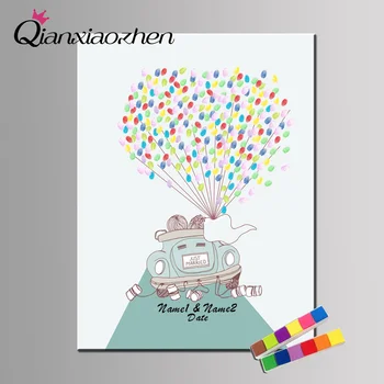 

Qianxiaozhen Personalized Wedding Car Fingerprint Wedding Guest Book Wedding Decoration Mariage Gastenboek Wedding Supplies