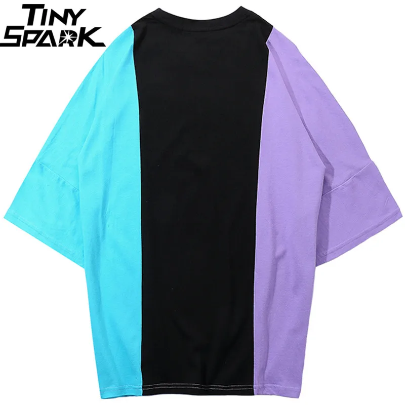 2019 الرجال الهيب هوب T قميص المتضخم اللون كتلة خليط تي شيرت الشارع الشهير الصيف المتناثرة التي شيرت سكيت القمم المحملة القطن 2019 الرجال الهيب هوب T قميص المتضخم اللون كتلة خليط تي شيرت الشارع الشهير الصيف المتناثرة التي شيرت سكيت القمم المحملة القطن