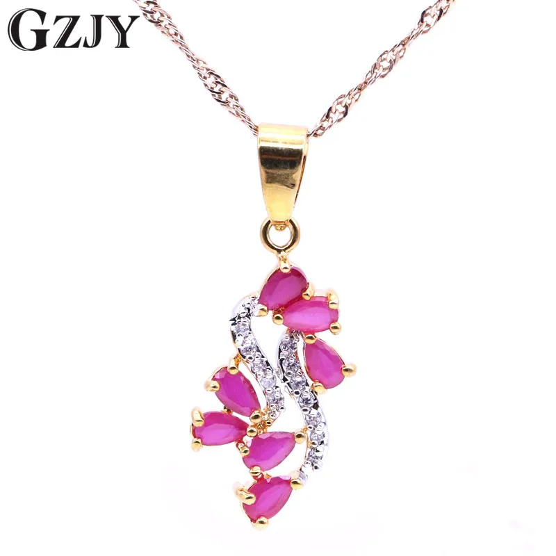 

GZJY Fashion Double Gold Color Zircon Pendant Necklace For Women Girl Charming Pendant Chain Wedding Jewelry Birthday Gift