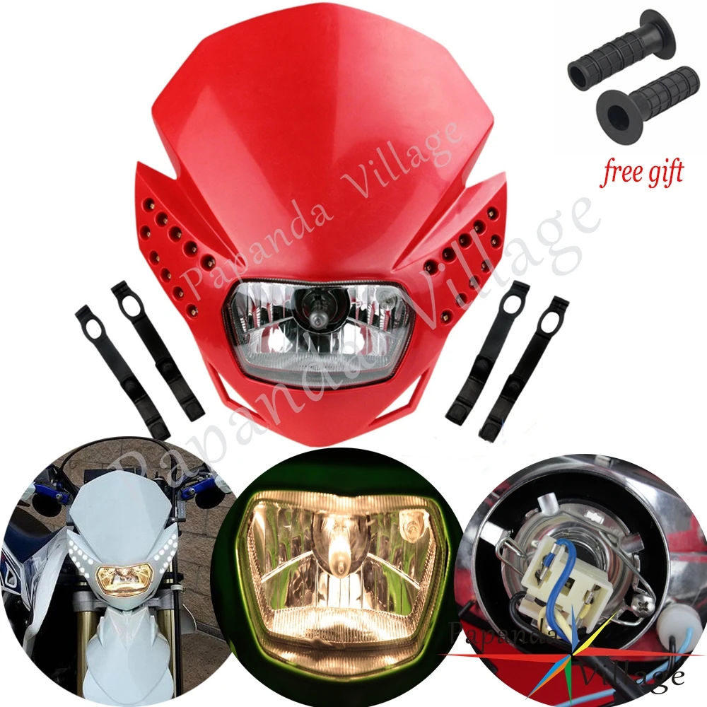 

Red Dual Sport Motorcycle Headlight Fairing Enduro Motocross Dirt Bike Headlight For Yamaha Honda CRF 230F 50F CRM FMX CR XR