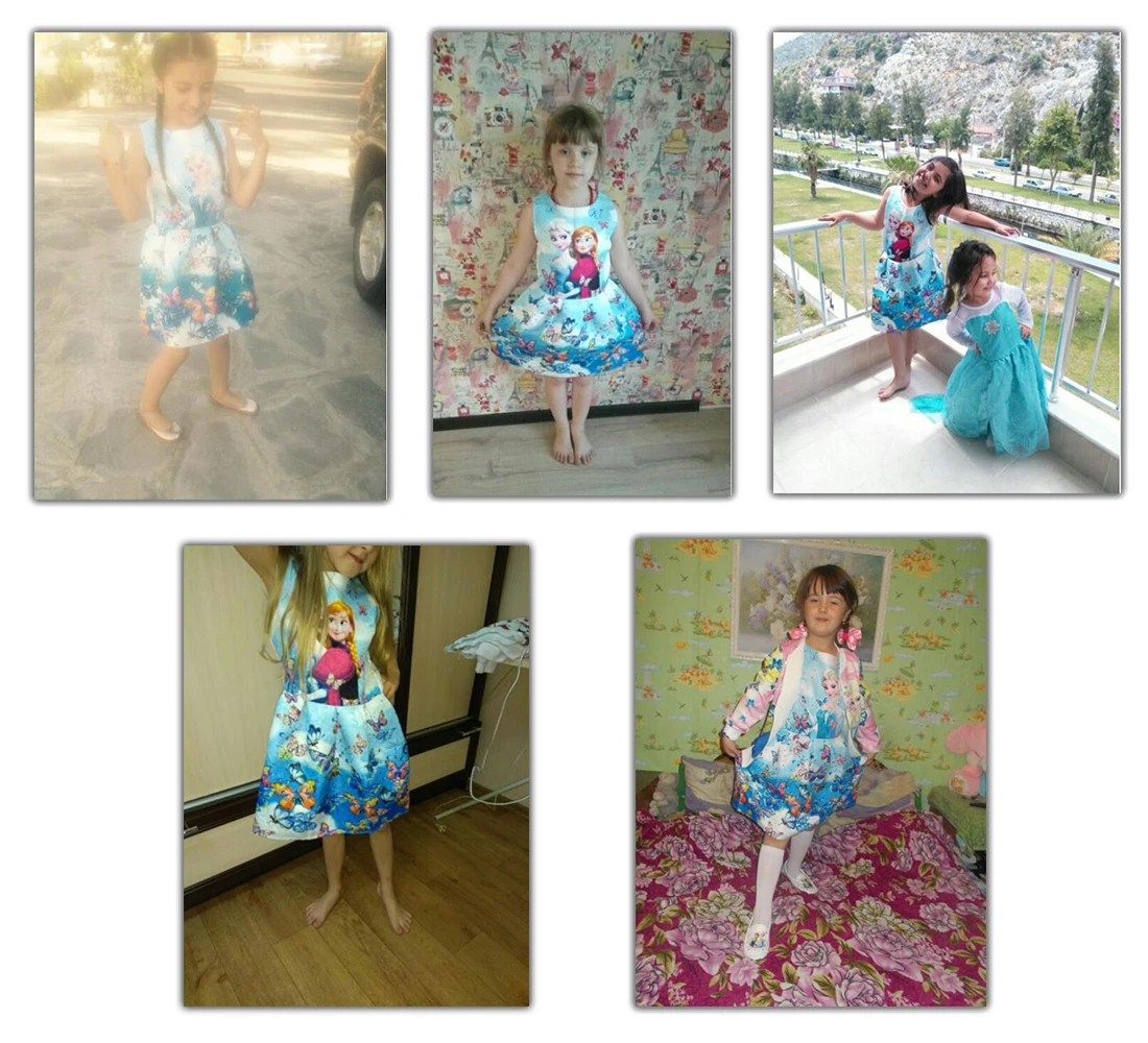 Летние платья для девочек; платье Эльзы; праздничное платье принцессы Анны для девочек; vestidos; одежда для маленьких девочек с принтом бабочки для подростков